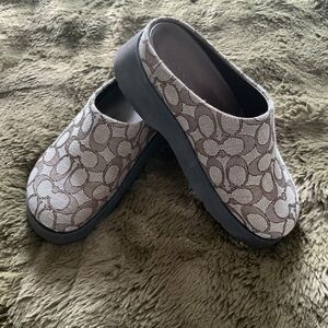 Coach Brown Patterned Mules